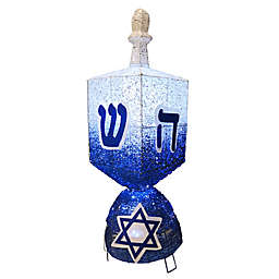 Animated Spinning Hanukkah Dreidel in Silver/Blue