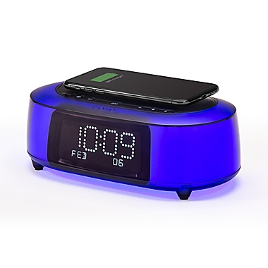 iHome&reg; TimeBoost Glow Alarm Clock in Black with Qi Wireless Charging and USB Port. View a larger version of this product image.