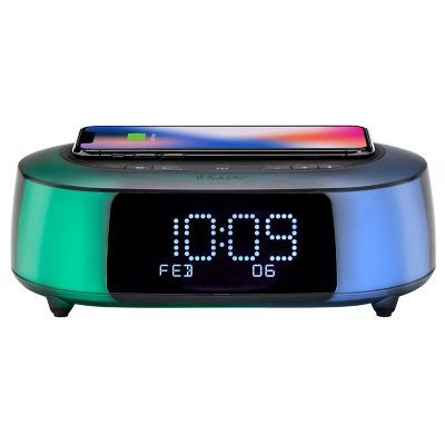 iHome&reg; TimeBoost Glow Alarm Clock in Black with Qi Wireless Charging and USB Port