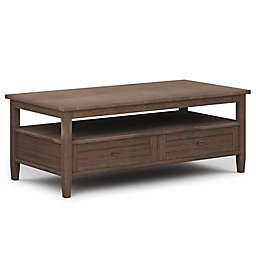 Simpli Home Warm Shaker Solid Wood Coffee Table in Farmhouse Brown