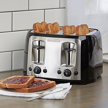 Black &amp; Decker&trade; 4-Slice Toaster in Black. View a larger version of this product image.