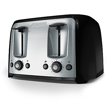 Black &amp; Decker&trade; 4-Slice Toaster in Black. View a larger version of this product image.