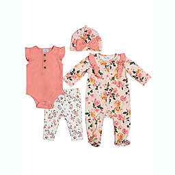 Nicole Miller™ 4-Piece Floral Layette Set in Coral