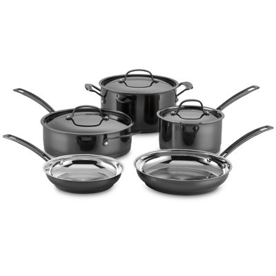 Cuisinart&reg; Mica-Shine Stainless Steel 8-Piece Cookware Set in Black