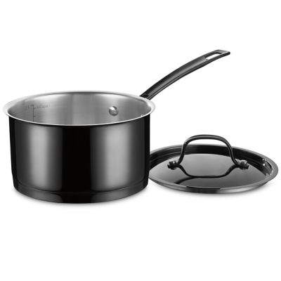 Cuisinart&reg; Mica-Shine 2.5 qt. Stainless Steel Covered Saucepan in Black