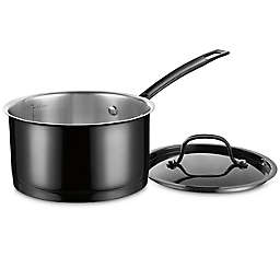 Cuisinart® Mica-Shine 2.5 qt. Stainless Steel Covered Saucepan in Black