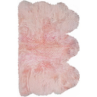 Natural New Zealand Triple Sheepskin 3&#39; x 5&#39; Handcrafted Area Rug in Pink. View a larger version of this product image.