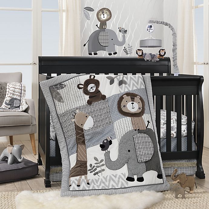 Alternate image 1 for Lambs & Ivy® Urban Jungle Crib Bedding Collection in Grey/White
