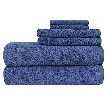Essential Diamond 6-Piece Bath Sheet Set in Navy Blue. View a larger version of this product image.