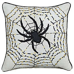 Halloween Spider Web Square Indoor Throw Pillow in Ivory