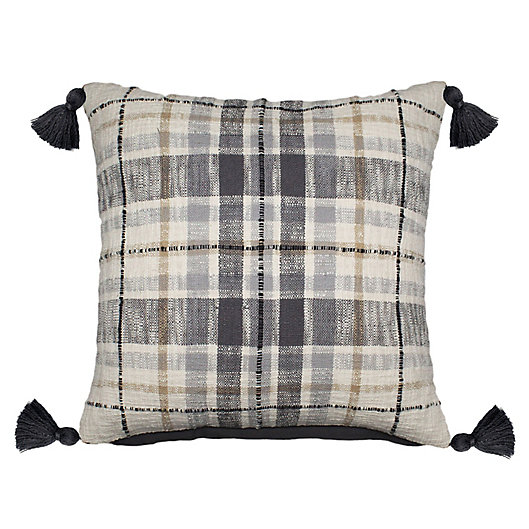 Alternate image 1 for Bee & Willow™ Harvest Plaid Tassels Square Throw Pillow in Ivory