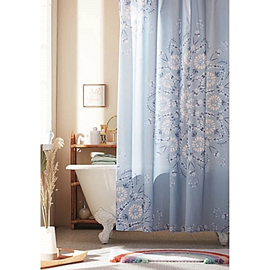 Wild Sage&trade; 72-Inch x 72-Inch Lucia Floral Medallion Shower Curtain in Blue. View a larger version of this product image.