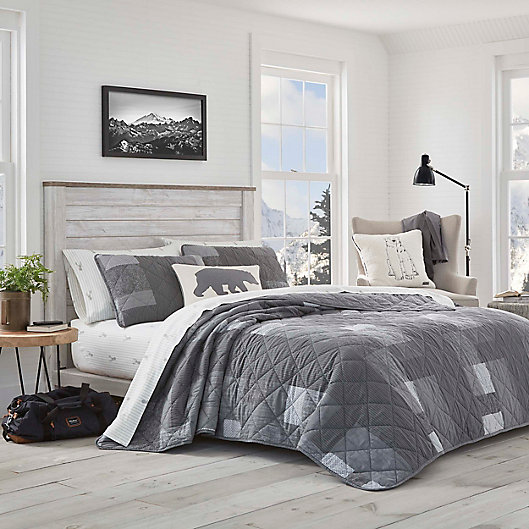Alternate image 1 for Eddie Bauer® Swiftwater Reversible 2-Piece Twin Quilt Set in Charcoal