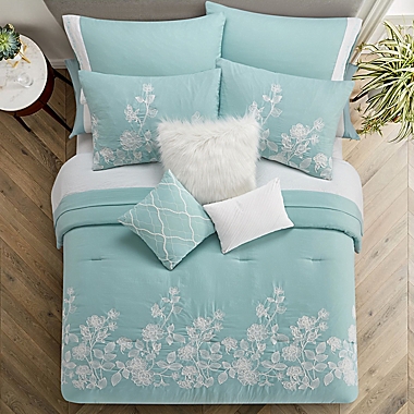 Beamont 12-Piece King Comforter Set in Aqua. View a larger version of this product image.