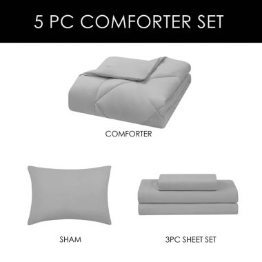 Ryleigh 5-Piece Twin Comforter Set in Grey. View a larger version of this product image.