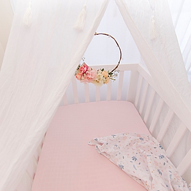 Living Textiles 2-Pack Botanical Organic Cotton Muslin Fitted Crib Sheets in Pink. View a larger version of this product image.