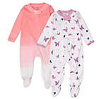 Alternate image 0 for The Honest Company&trade; Size 6-9M 2-Pack Organic Cotton Butterfly Sleep &amp; Plays in Purple/Pink