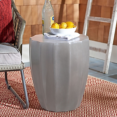 Safavieh Jaslyn Indoor/Outdoor Concrete Accent Table in Dark Grey. View a larger version of this product image.