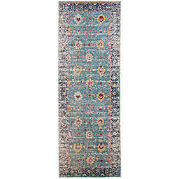Amer Rugs Etracery Shey 2'7 x 7'6 Runner in Turquoise