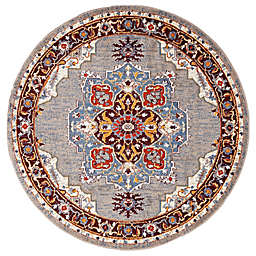 Amer Rugs Sheryna Ethel Border 6'7 Square Area Rug in Maroon/Blue
