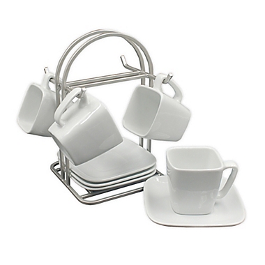 Our Table&trade; Hayden 9-Piece Espresso Set in White. View a larger version of this product image.
