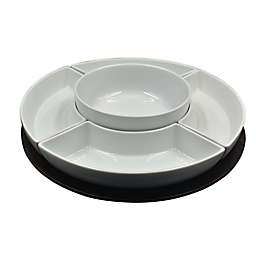 Our Table™ Hayden 6-Piece Lazy Susan Set with Dark Acacia Tray in White