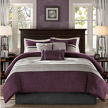 Madison Park&reg; Palmer 7-Piece King Comforter Set in Plum. View a larger version of this product image.