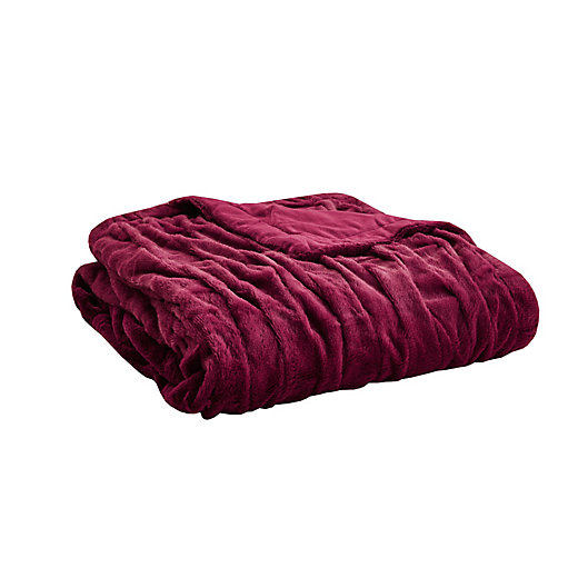 Alternate image 1 for Madison Park Ruched Faux Fur Throw Blanket in Red