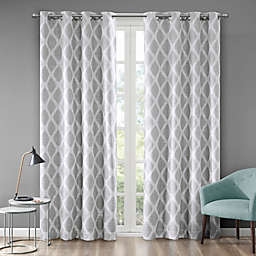 Blakesly Printed Ikat 63-Inch Grommet Top Room Darkening Curtain Panel in Grey (Single)