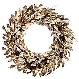 Bee & Willow™ 30-Inch Deluxe Artificial Glitter and Pinecone Wreath in Gold