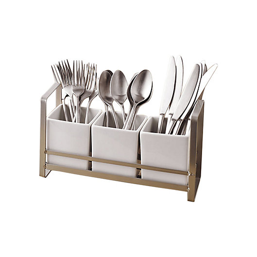 Alternate image 1 for Our Table™ Hayden 4-Piece Flatware Caddy Organizer Set in White