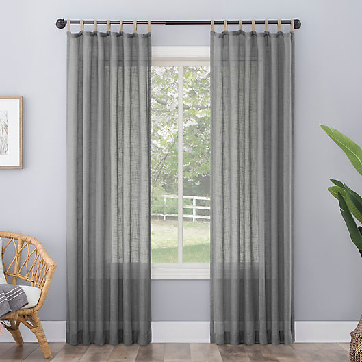 Alternate image 1 for No. 918 Ceri Linen Texture Jute Tabs Semi-Sheer Tab Top Window Curtain Panel (Single)