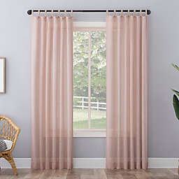 No. 918 Ceri Linen Texture Jute Tabs Semi-Sheer 96-Inch Curtain Panel in Rose (Single)