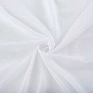 No. 918 Ceri Linen Texture Jute Tabs Semi-Sheer 96-Inch Curtain Panel in White (Single). View a larger version of this product image.
