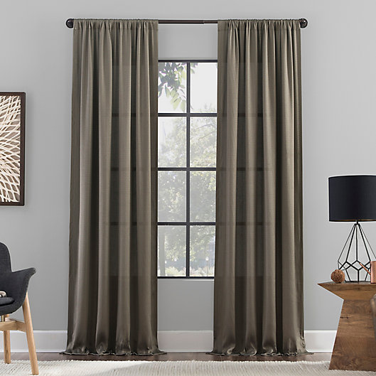 Alternate image 1 for Clean Window Raw Texture Recycled Fiber Semi-Sheer 96-Inch Curtain Panel in Mocha (Single)