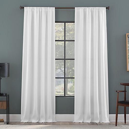 Alternate image 1 for Clean Window Raised Dobby Recycled Fiber Semi-Sheer 84-Inch Curtain Panel in White (Single)