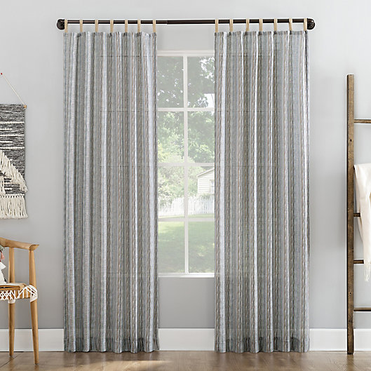 Alternate image 1 for No. 918 Ostin Cascading Stripe Jute Tabs Semi-Sheer 96-Inch Curtain Panel in Gray (Single)