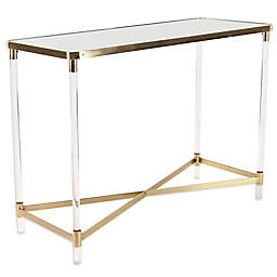 Ridge Road Décor Contemporary Acrylic Console Table in Clear/Gold