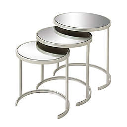 Ridge Road Decor Tin Contemporary Nesting Accent Tables in Silver (Set of 3)
