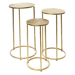 Ridge Road Decor Iron Glam Accent Tables in Gold (Set of 3)