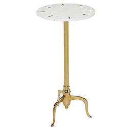 Ridge Road Decor Contemporary Accent Table in White Marble/Gold