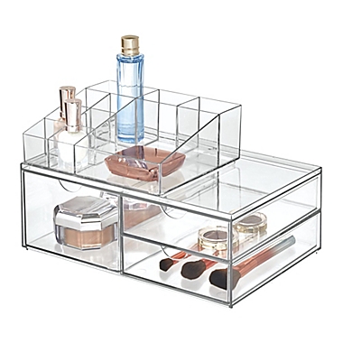 Squared Away&trade; 3-Drawer Wide Stackable Cosmetic Organizer. View a larger version of this product image.