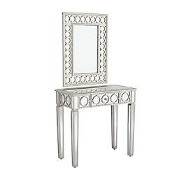 Ridge Road Décor Glam Console Table and Mirror Set in Grey