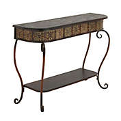 Ridge Road D&eacute;cor Traditional Metal Console Table in Russet Brown