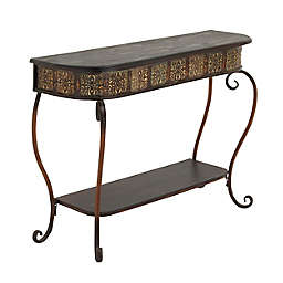 Ridge Road Décor Traditional Metal Console Table in Russet Brown