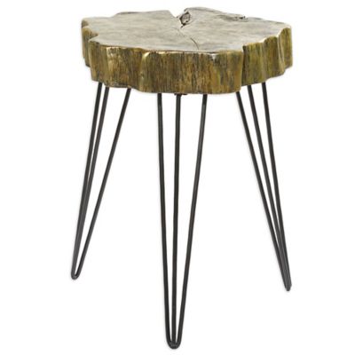 Ridge Road Decor Modern Polystone and Metal Accent Table in Gold