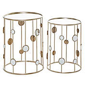 Ridge Road D&eacute;cor Mirror and Metal Accent Tables in Gold (Set of 2)