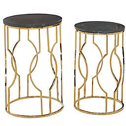 Ridge Road Decor Marble Accent Tables (Set of 2)