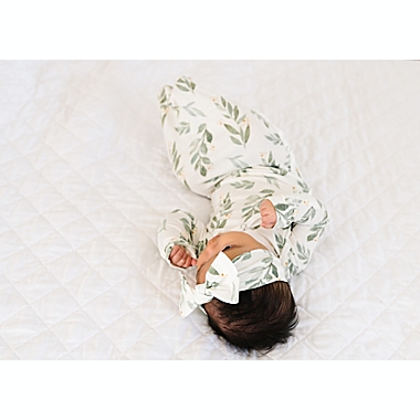 Copper Pearl Size 0-4M Fern Bow Headband in Green. View a larger version of this product image.