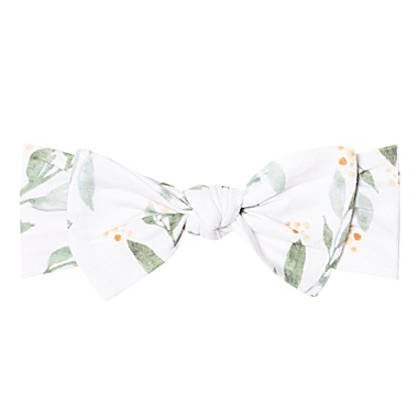 Copper Pearl Size 0-4M Fern Bow Headband in Green. View a larger version of this product image.